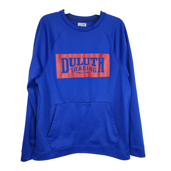 Duluth Trading Co. Mens Training Basics Crew Logo Sweatshirt Medium Pocket Blue - Picture 1 of 8